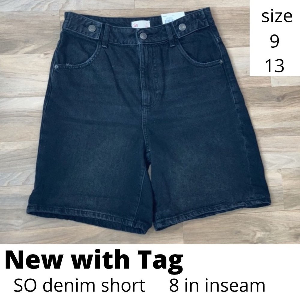 SO high rise black denim jean short 8 in inseam size 13 jrs - Picture 3 of 13
